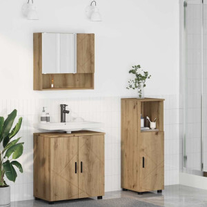 vidaXL Badkamermeubelset 3 pcs artisanaal eikenkleurig 61 x 35 x 64 cm