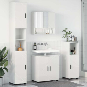 vidaXL Badkamermeubelset 4 pcs Hoogglans wit Bewerkt hout & Metaal