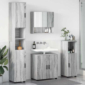 vidaXL Badkamermeubelset 4 pcs Grijs Sonoma Bewerkt hout & Metaal