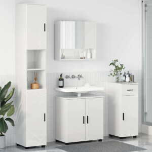 vidaXL Badkamermeubelset 4 pcs Hoogglans wit Bewerkt hout & Metaal