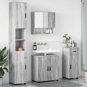 vidaXL Badkamermeubelset 4 pcs Grijs Sonoma Bewerkt hout & Metaal