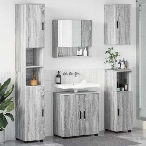 vidaXL Badkamermeubelset 5 pcs Grijs Sonoma Bewerkt hout & Metaal