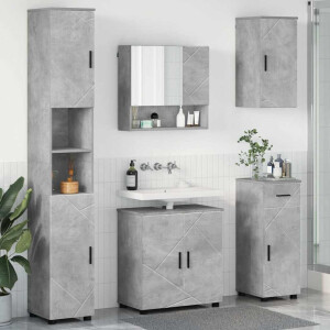 vidaXL Badkamermeubelset 5 pcs Beton Grijs Bewerkt hout & Metaal