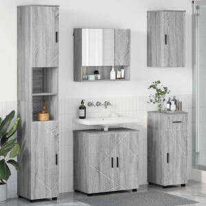 vidaXL Badkamermeubelset 5 pcs Grijs Sonoma Bewerkt hout & Metaal