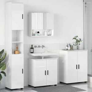 vidaXL Badkamermeubelset 4 pcs Hoogglans wit Bewerkt hout & Metaal