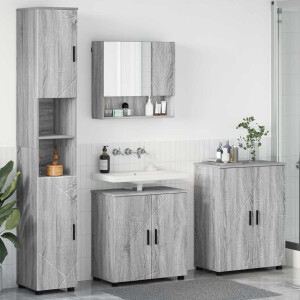 vidaXL Badkamermeubelset 4 pcs Grijs Sonoma Bewerkt hout & Metaal