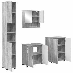 vidaXL Badkamermeubelset 4 pcs Grijs Sonoma Bewerkt hout & Metaal