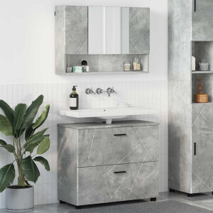 vidaXL Badkamermeubelset 2 pcs Beton Grijs Geperst Hout en Metaal