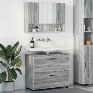 vidaXL Badkamermeubelset 2 pcs Grijs Sonoma Geperst Hout en Metaal