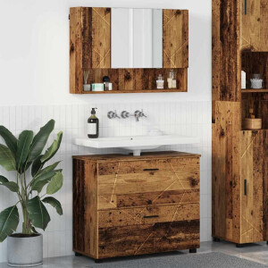 vidaXL Badkamermeubelset 2 pcs Oud hout 76,5 x 35 x 64 cm Bewerkt hout