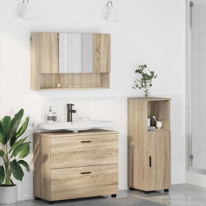 vidaXL Badkamermeubelset met lade 3 pcs Sonoma eiken 76,5 x 35 x 64 cm