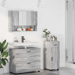 vidaXL Badkamermeubelset 3 pcs Grijs Sonoma Geperst Hout en Metaal