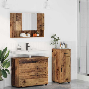 vidaXL Badkamermeubelset 3 pcs Oud hout 76,5 x 35 x 64 cm Bewerkt hout