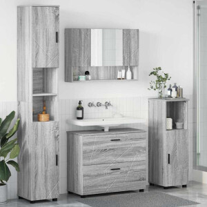 vidaXL Badkamermeubelset 4 pcs Grijs Sonoma Geperst Hout en Metaal
