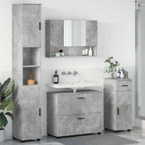 vidaXL Badkamermeubelset 4 pcs Beton Grijs Geperst Hout en Metaal