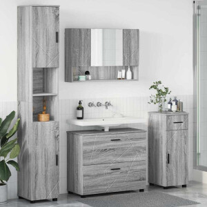 vidaXL Badkamermeubelset 4 pcs Grijs Sonoma Geperst Hout en Metaal