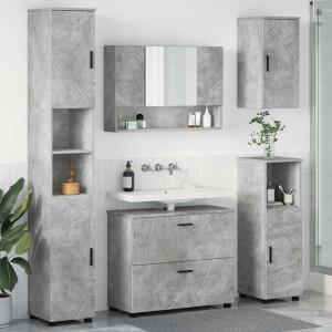 vidaXL Badkamermeubelset 5 pcs Beton Grijs Geperst Hout en Metaal