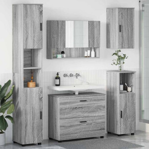vidaXL Badkamermeubelset 5 pcs Grijs Sonoma Geperst Hout en Metaal
