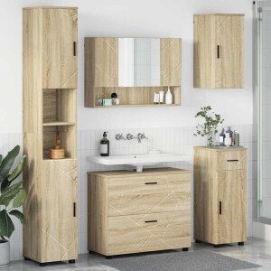 vidaXL Badkamermeubelset 5 pcs Sonoma Eiken Geperst Hout en Metaal