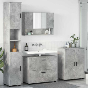vidaXL Badkamermeubelset 4 pcs Beton Grijs Geperst Hout en Metaal