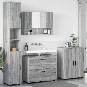 vidaXL Badkamermeubelset 4 pcs Grijs Sonoma Geperst Hout en Metaal
