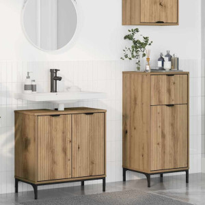 vidaXL Badkamermeubelset met lade Geruit 2 pcs artisanaal eikenkleurig