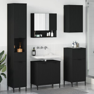 vidaXL Badkamermeubelset met lade Zwart Engineered hout, Metaal
