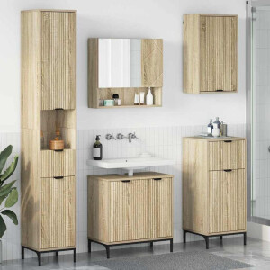 vidaXL Badkamermeubelset met lade Sonoma Eiken Engineered hout, Metaal