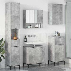 vidaXL Badkamermeubelset met lade Beton Grijs Engineered hout, Metaal