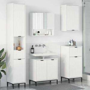 vidaXL Badkamermeubelset Hoogglans wit Engineered hout, Metaal