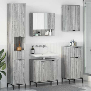vidaXL Badkamermeubelset met lade Grijs Sonoma Engineered hout, Metaal