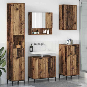 vidaXL Badkamermeubelset met lade Oud Hout Engineered hout, Metaal