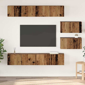 vidaXL Tv-meubelset Wandgemonteerd 6 pcs Oud Hout Bewerkt hout