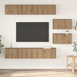 vidaXL TV-kast set met plank Wandgemonteerd Anders met opslag met de deur 6 pcs artisanaal eikenkleurig