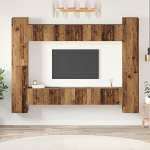 vidaXL Tv-meubelset 10 pcs Oud Hout 30,5 x 30 x 90 cm Bewerkt hout