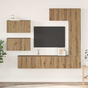 vidaXL Tv-meubelset Wandgemonteerd 6 pcs Artisan Eiken Bewerkt hout