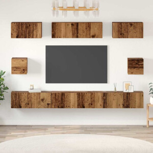 vidaXL TV-kast set met plank 8 pcs Oud hout Medium 30.5 x 30 x 30 cm