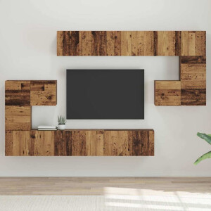 vidaXL Tv-meubelset 10 pcs Oud hout 180 x 30 x 90.5 cm Bewerkt hout