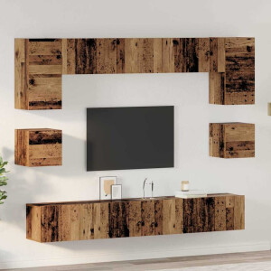 vidaXL Tv-meubelset 8 pcs Oud hout 100 x 30 x 30 cm Bewerkt hout