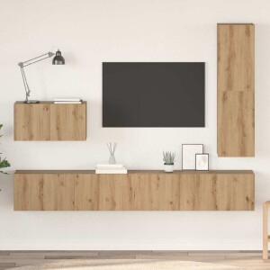 vidaXL Tv-meubelset met lade 4 pcs Artisan Eiken Bewerkt hout