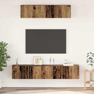 vidaXL Tv-meubelset Wandgemonteerd 4 pcs Oud Hout Bewerkt hout