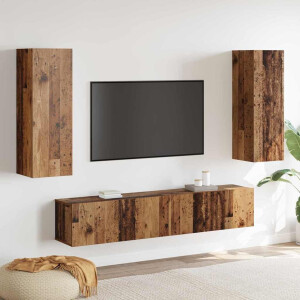 vidaXL Tv-meubelset Wandgemonteerd 4 pcs Oud Hout Bewerkt hout