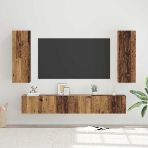 vidaXL Tv-meubelset Wandgemonteerd 5 pcs Oud Hout Bewerkt hout