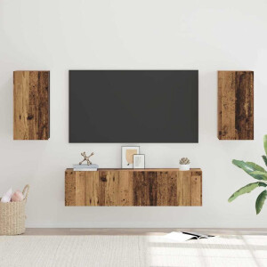 vidaXL Tv-meubelset 4 pcs Oud hout 30.5 x 30 x 60 cm Bewerkt hout