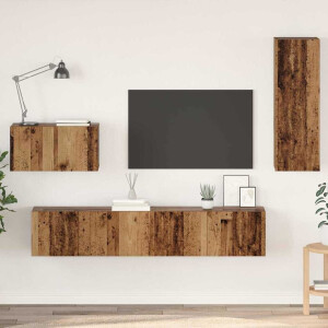 vidaXL Wand TV Kast Wandgemonteerd 4 pcs Oud Hout Bewerkt hout