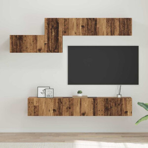 vidaXL Tv-meubelset met lade 7 pcs Oud Hout Bewerkt hout