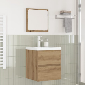 vidaXL Badkamermeubelset met lade 3 pcs Zwart eiken en Wit Standaard