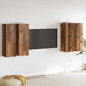 vidaXL Tv-meubelset Wandgemonteerd 4 pcs Oud Hout Bewerkt hout