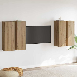 vidaXL Tv-meubelset Wandgemonteerd 4 pcs Artisan Eiken Bewerkt hout