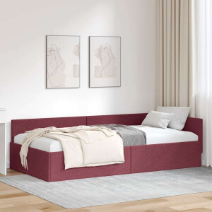 vidaXL Hoekbedframe Wijnrood 80 x 200 cm Stof en Geïmproviseerd hout